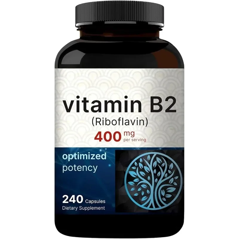 Vitamin B2 (Riboflavin) 400mg 240 Capsules Supplement for Energy Skin & Cellular Health Non-GMO Gluten Free Easily Absorbed
