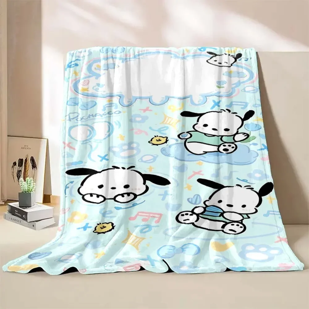 Japanese Pochacco Blanket Sanrio Flannel Fluffy Throw Camping Blanket for Children Sofa Throw Blanket Modern Fashion Gift Miniso