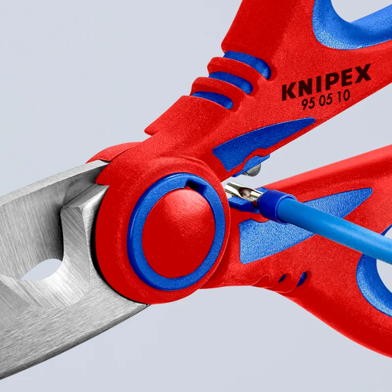 KNIPEX 95 05 10 SB Universal Electricians\' Shears 160mm Multifunctional Micro-Toothing Scissors with  Plastic Belt Pouch