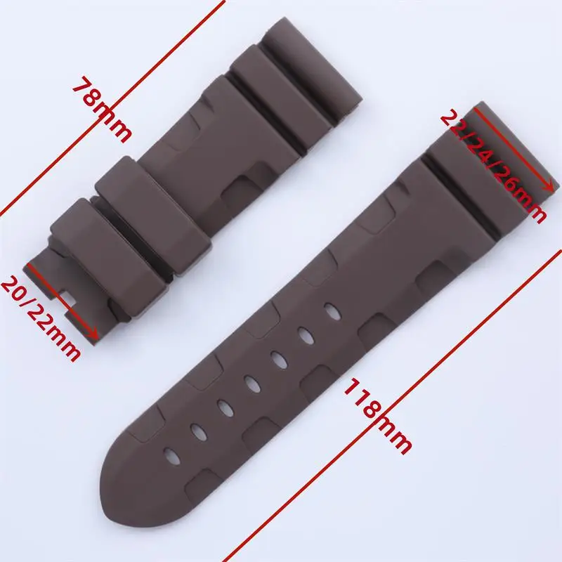 SCHIK 22mm 24mm 26mm Quality Soft Nature Silicone Rubber Watchband Black Blue Gray Green Red For Panerai Strap Waterproof