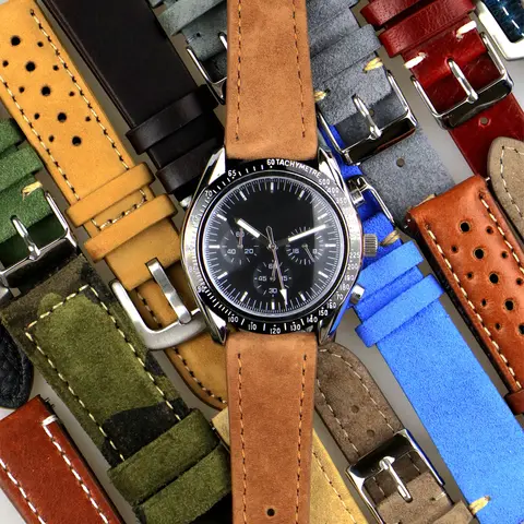 असली साबर लेदर वॉच स्ट्रैप विंटेज ब्राउन वॉच बैंड 18mm 20mm 22mm क्विक रिलीज़ वॉचबैंड रिस्टबैंड एक्सेसरीज़ के साथ 8 best sales साबर घड़ी का पट्टा - №3