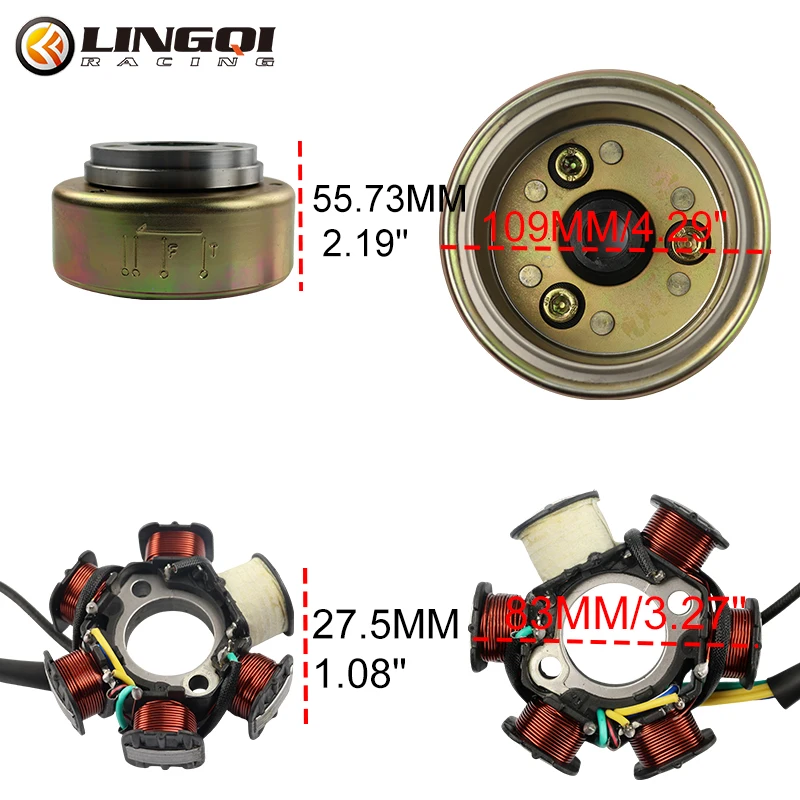 LINGQI Motorcycle Spare Engine Parts Magneto Stator Coil With Flywheel Rotor For GY6 50cc Generator Dirt Bike Accessories view 4