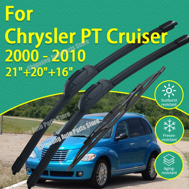 

Передние и задние дворники с силиконовым покрытием для Chrysler PT Cruiser 2000-2012010 21 "+ 20" + 16 "аксессуары для лобового стекла автомобиля