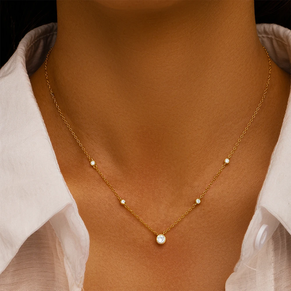 ROXI  925 Sterling silver Round Zircon/Enamel bowknot Pendant For Necklace Summer Clavicle Chain Wedding Party Fine Jewelry Gift