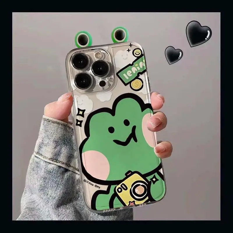 귀여운 3D 개구리 눈 케이스 커버, Infinix Note 30 40 30i 11 12I GT 10 Hot 40 Pro 30 Play 30i Tecno Spark 10 20 POVA 3 4 5 Pro