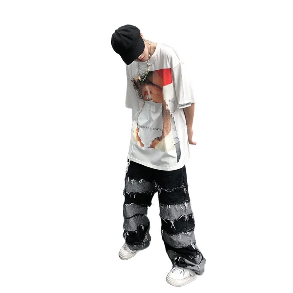 Tassel Pants Men's Fashion Pendant Wide Leg Hip Hop Lazy Wind baggy Jeans Couple's Pants Loose Jeans Men y2k streetwear