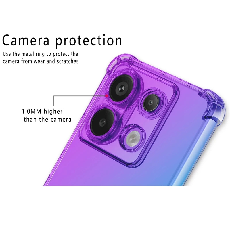 Odporne na wstrząsy gradientowe etui TPU do Xiaomi Redmi Note 13 Pro Plus 5G Protective Cover Fundas Coque Capa
