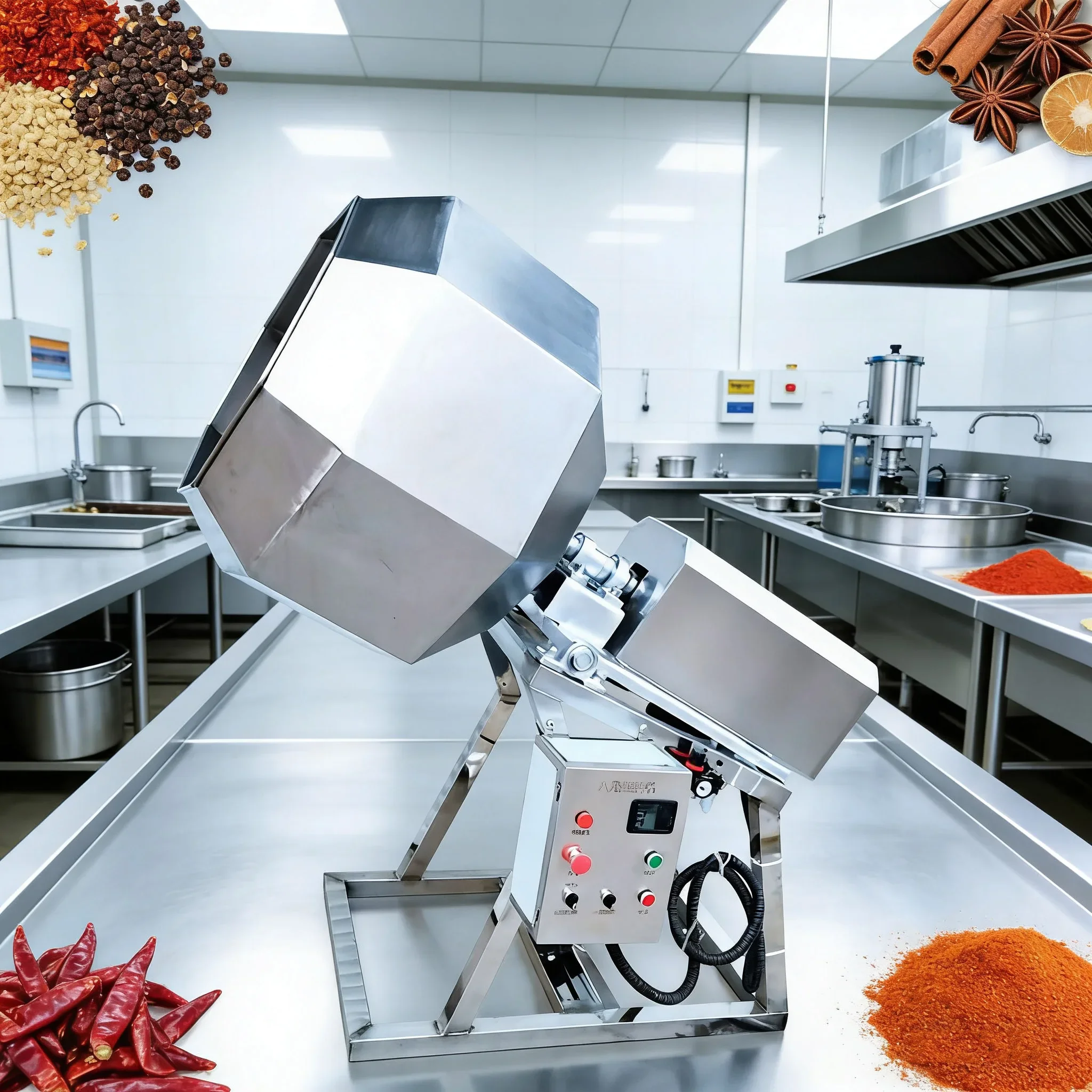 

Octagonal Flavour Machine Nuts Drum Seasoning Mixer Machine Chips Fries Flavour Mixer Machine