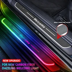 Carbon fiber Car Door Sill Light Threshold Lamp Customized Logo Power Moving LED Illuminated Welcome Pedal Scuff Plate Pedal