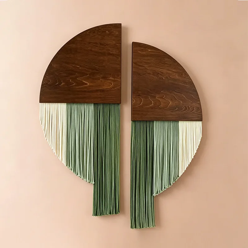 

Hand Woven Cotton Wall Tapestry Wooden Stick Tassel Wall Hanging Boho Home Decor For Homestay Hotel Living Room Background Wall