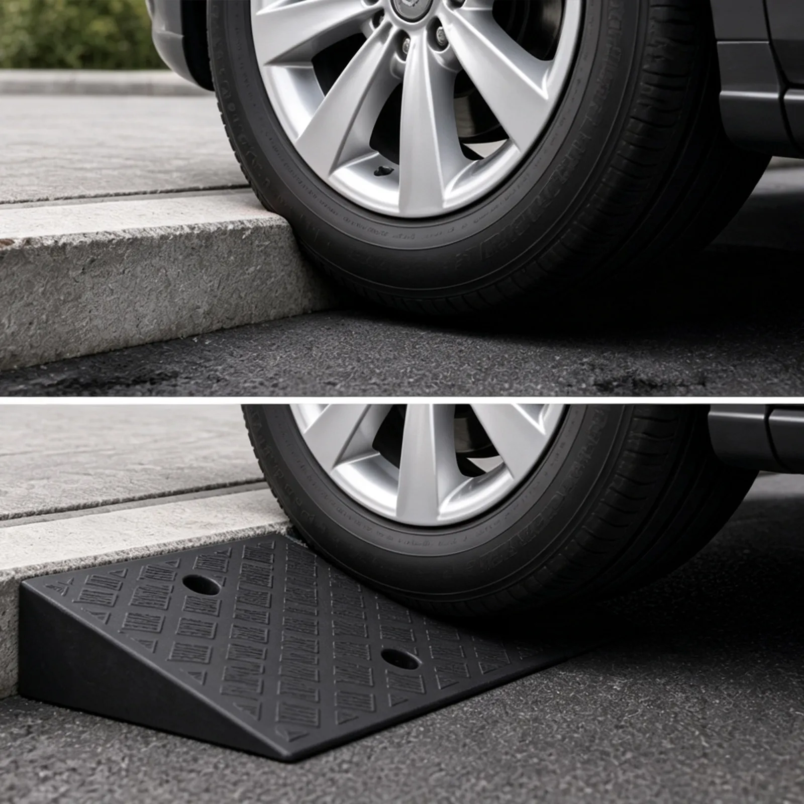 2Pcs Plastic Door Threshold Ramps Heavy Duty Car Wheel Ramps for Driveway Curb and Vehicle Access Curb Ramp Driveway Ramp