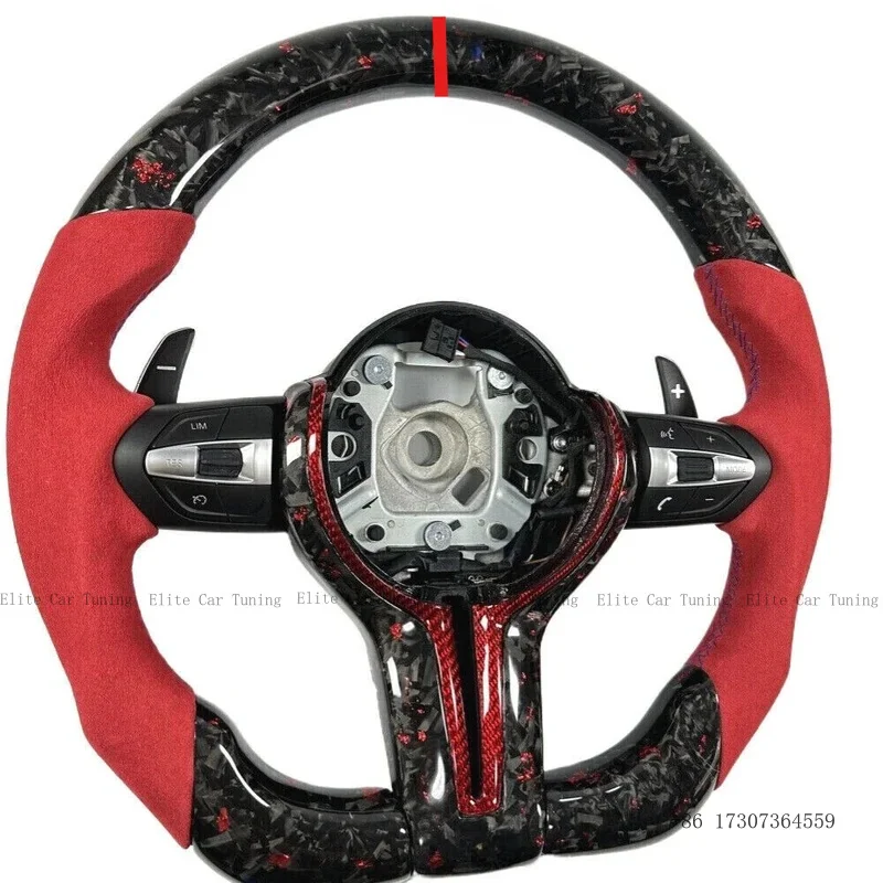 Red Suede Forged Carbon Fiber Steering Wheel for BMW F10 M5 F30 M4 F82 M3 F80 M2 M1 M3 M6 X3m X5m X6m F01 F02 F45 F32