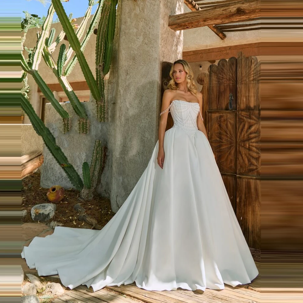 

Off The Shoulder Women Wedding Dresses Sweetheart Collar Sleeveless Backless Bridal Gowns Princess Engagement Banquet Robe 2025