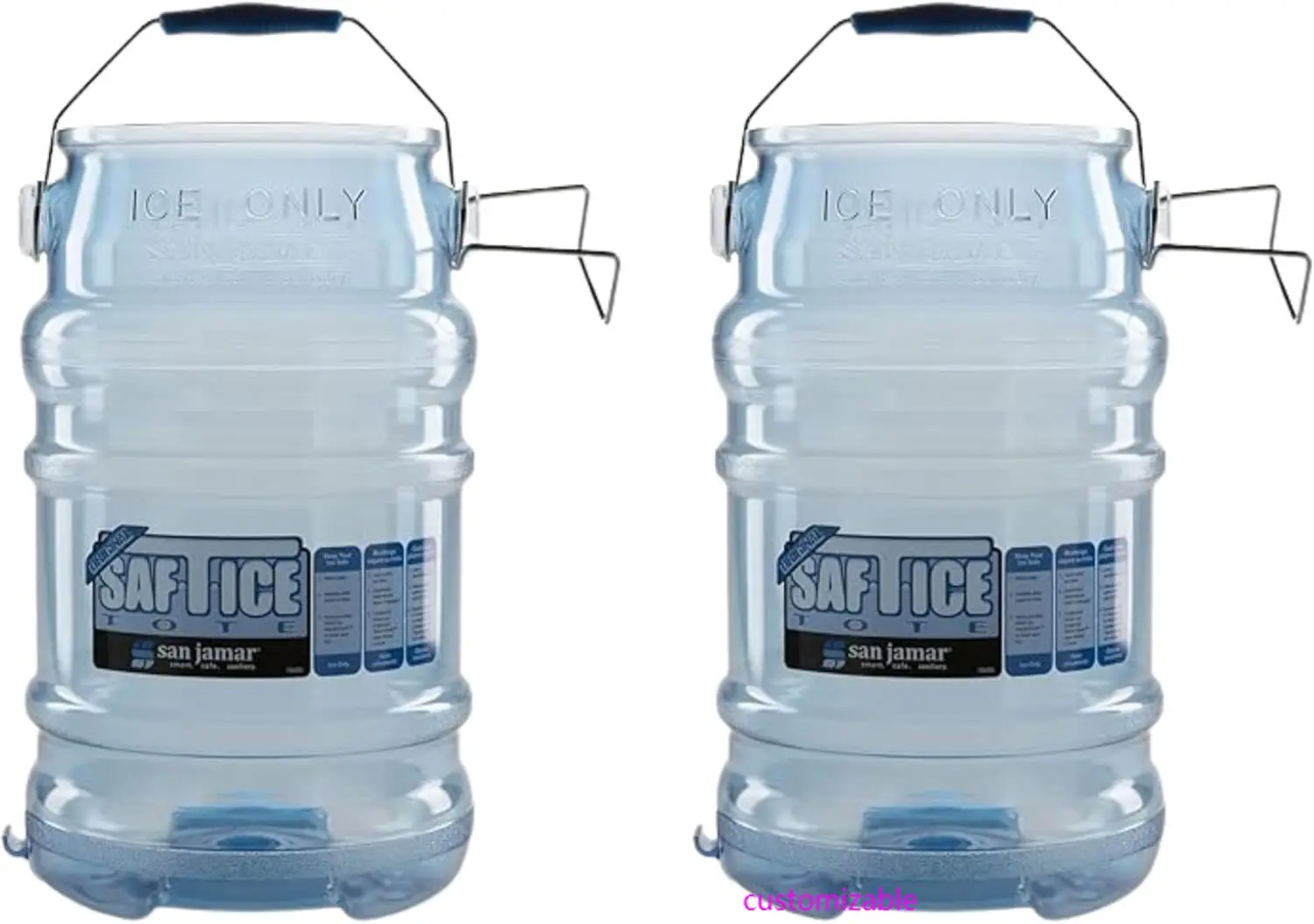 

Saf-T-Ice Ice Tote with Ice Machine Hanger for Bars, Restaurants, Kitchens, And Fast Food, 6 Gallons, Blue, (Pack of 2)