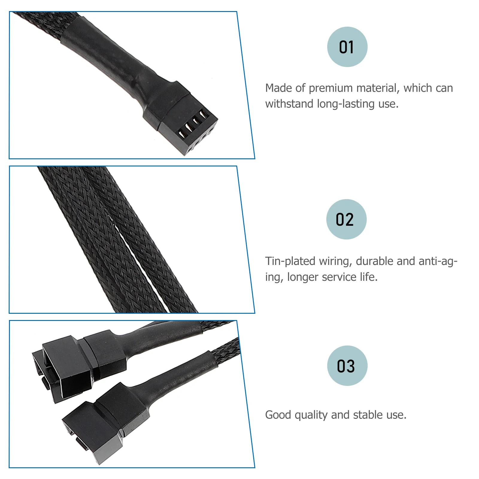 

2Pcs Fan Splitter Adapter Cable Premium Tin-Plated Y Extension Cord for Computer Cooling Pwm Fan Power Extension Cable