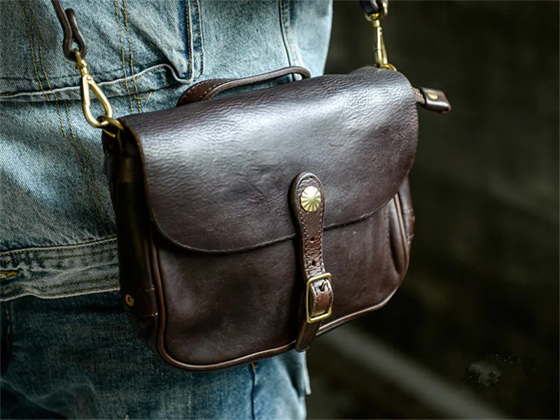 Hochwertige Luxus Echt leder Herren Schulranzen Mode wochen ende Outdoor täglich natürliche echte Rindsleder Teenager Schulter Umhängetasche – Detail 17