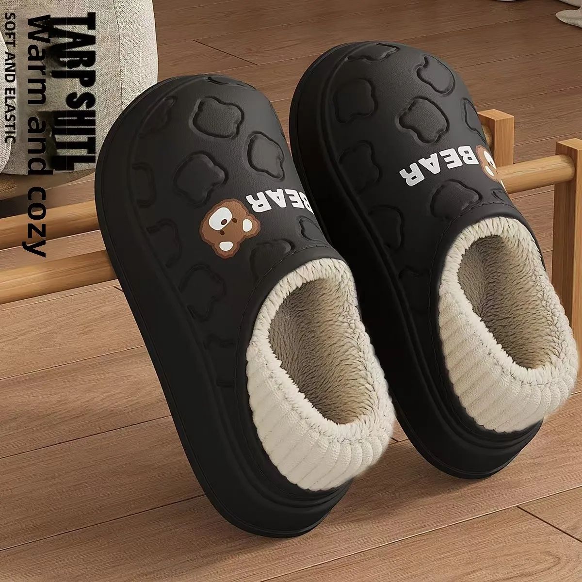 شباشب قطنية للرجال والنساء، موديل شتوي جديد، مضادة للانزلاق، دافئة ومبطنة، مقاومة للماء، أحذية منزلية سهلة الارتداء