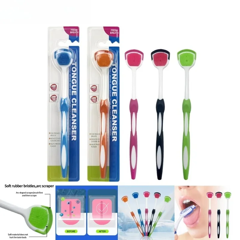 

40Pcs Adult Tongue Cleaner Soft Silicone Tongue Brush Tongue Coating Scraper Freshen Breath Hygiene Oral Health Care
