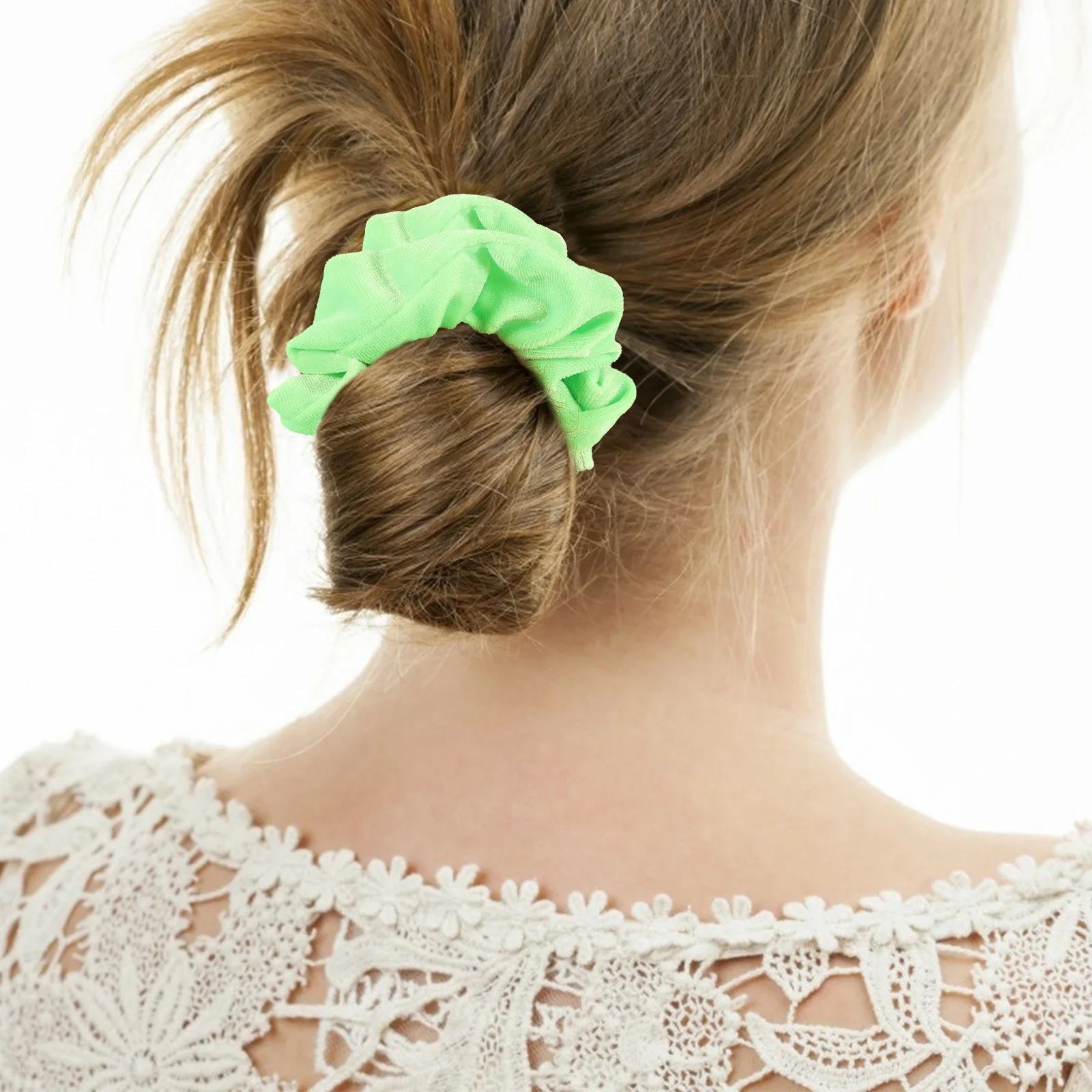 

4 Pcs Fluorescent Hair Scrunchies High Elasticity Flannel Circle Accessories for Girls Ponytail Holders Hair Bands Bulk