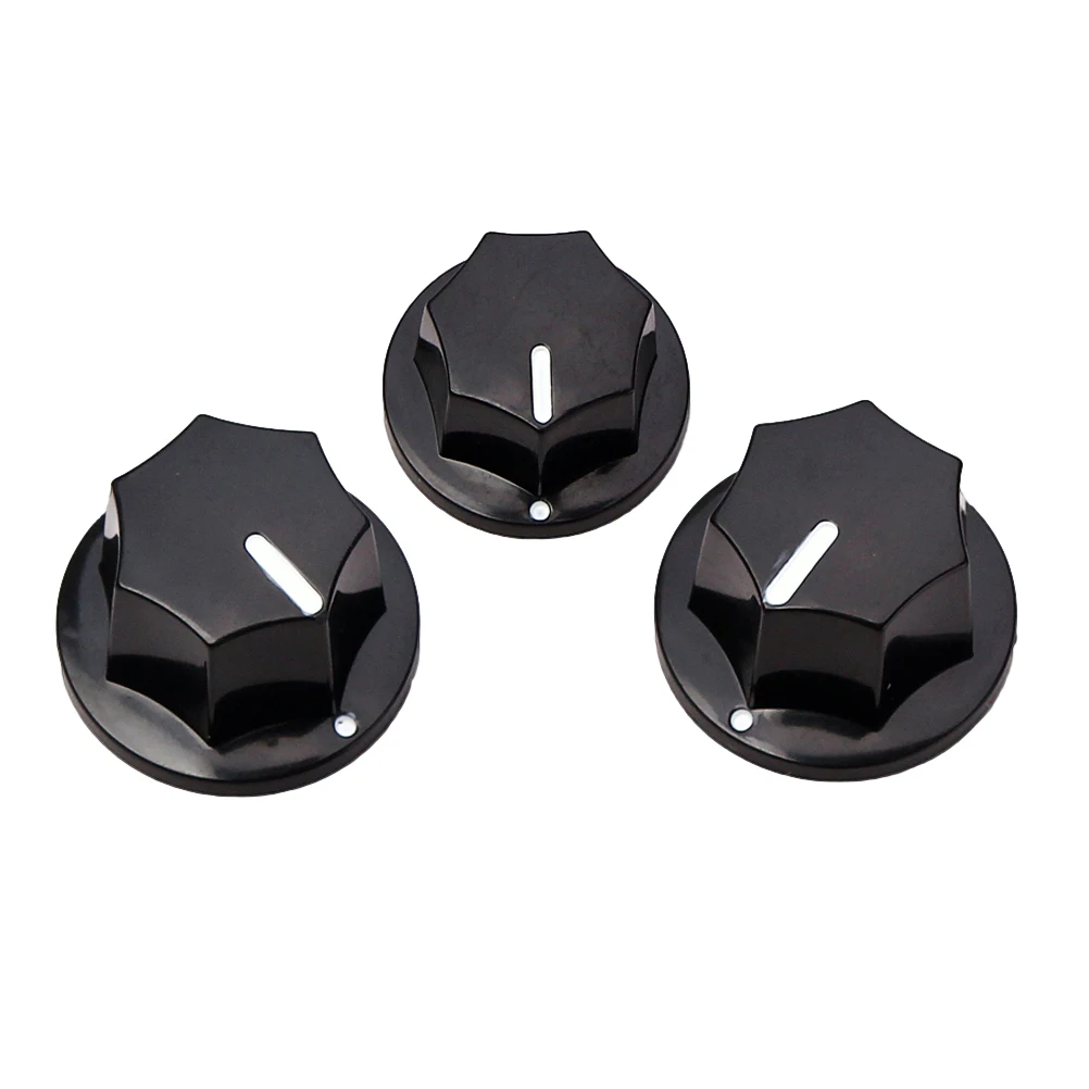 

3pcs Black Vintage Style Guitar Tone Volume Control Knobs Skirted Parts Plastic Lightweight White Indicator Lines Guitar