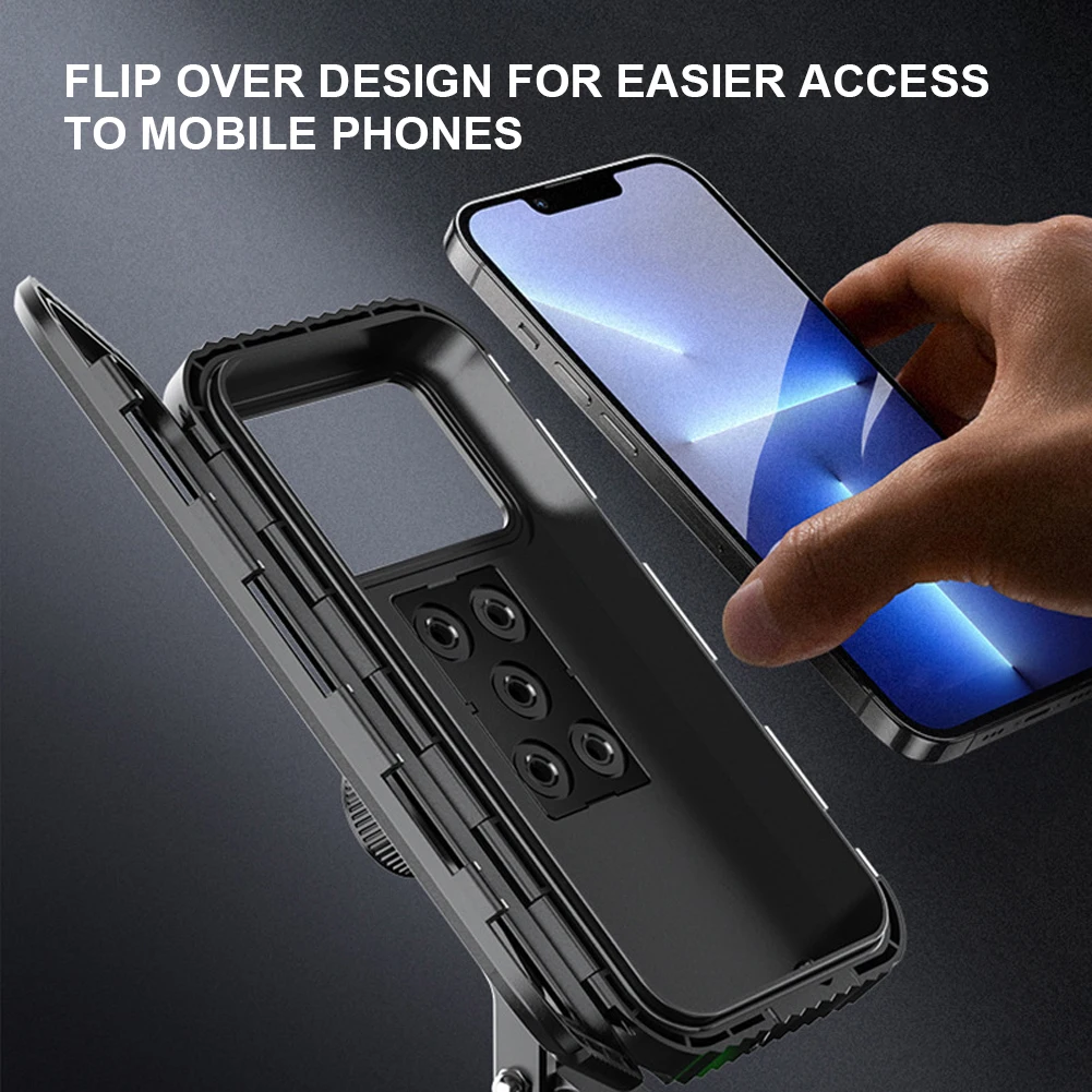Bike Handlebar Bracket Strong Suction Waterproof Phone Holder Case 360 Degree Rotation Motorbike Phone Stand for Phone 4-7 Inch