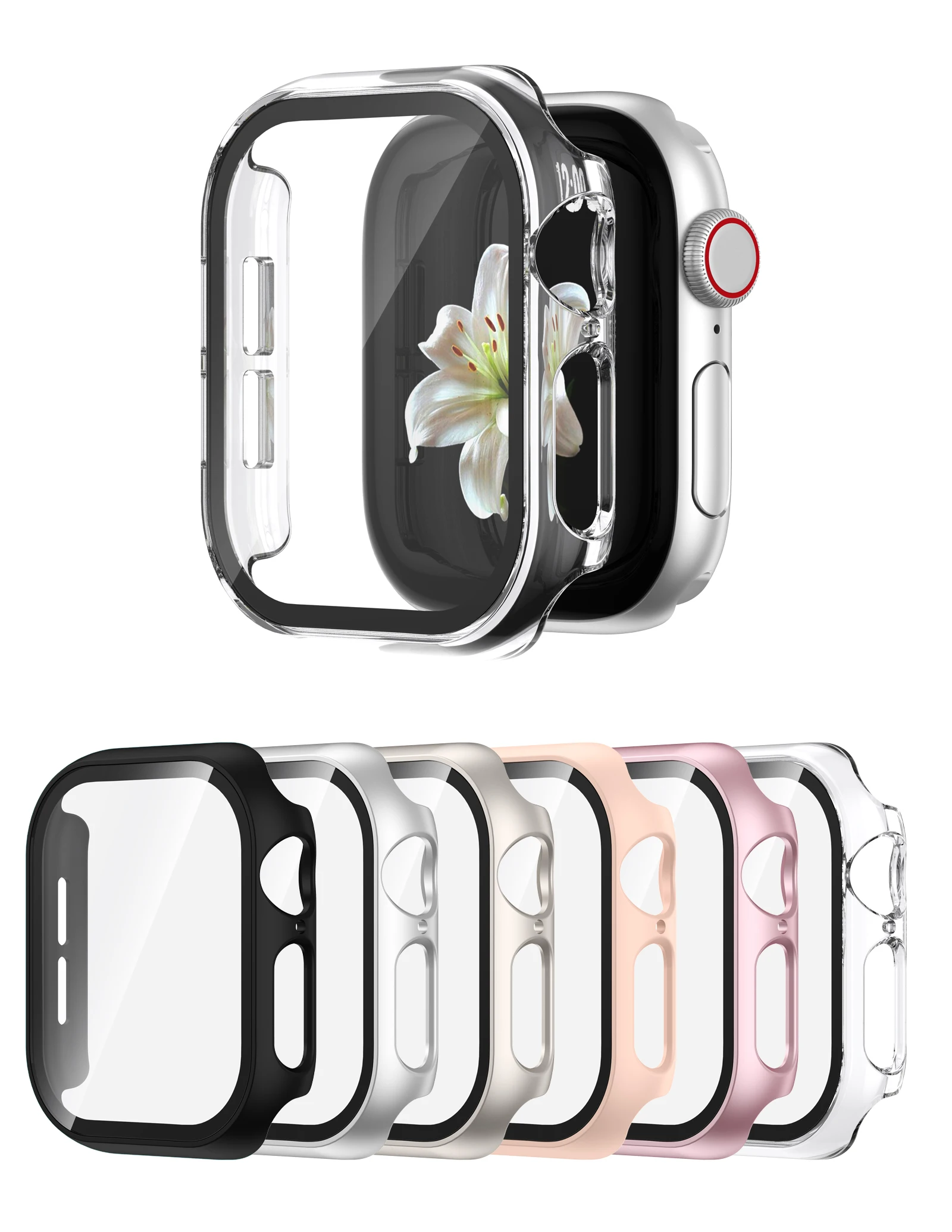 Apple Watch Protective Cover 10 42mm 46mm Matte Hard PC Hollow Bumper Protective Frame Shell Cover+Protective Film 6pcs Set