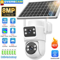 Built-in Battery-Powered 8MP 4K WiFi Dual Lens Outdoor IP66 Waterproof Camera PIR Human Detection With Solar Panel Charging PTZ