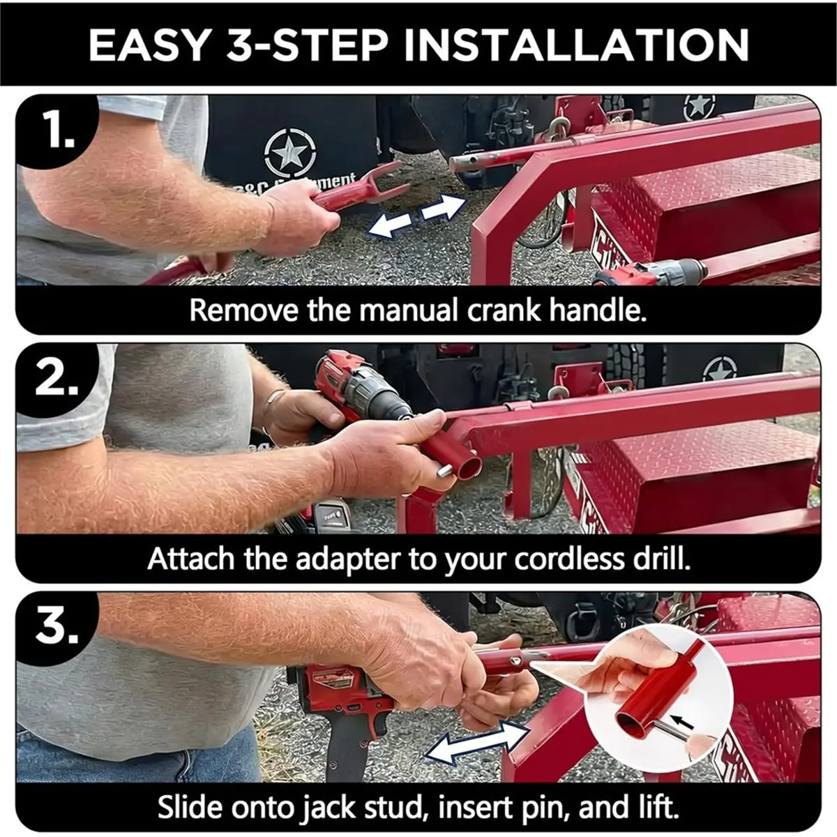 A1803P ~Trailer Jack Drill Adapter,Drill-Powered Turbo-Style Jack Adapter Tool for Cordless Drill, Fits 1 Inch Jack Handle Studs