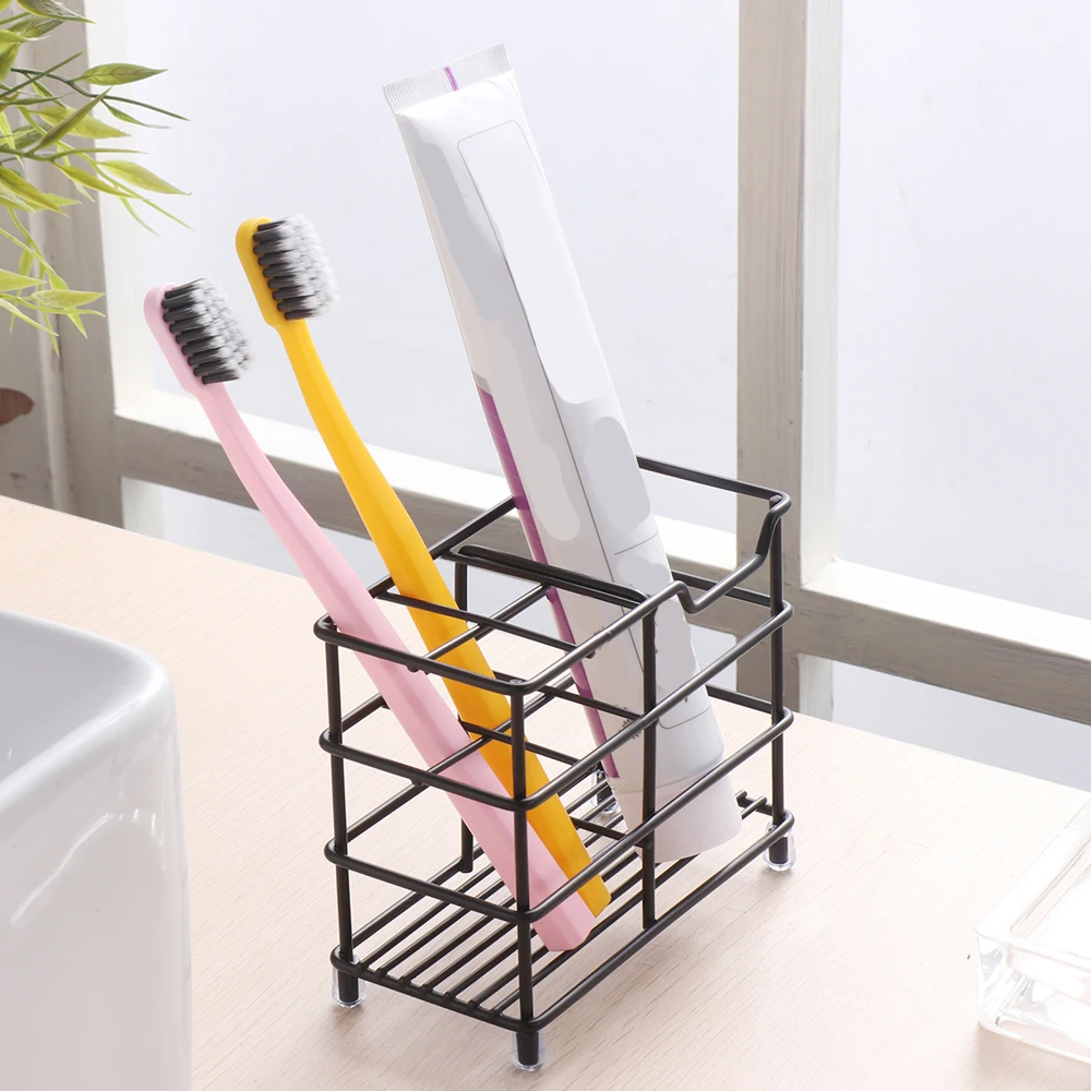 Black Toothbrush Holder Stainless Steel Toothbrush Holder Tooth Brushing Holder Stand Bathroom Accessories Organizer