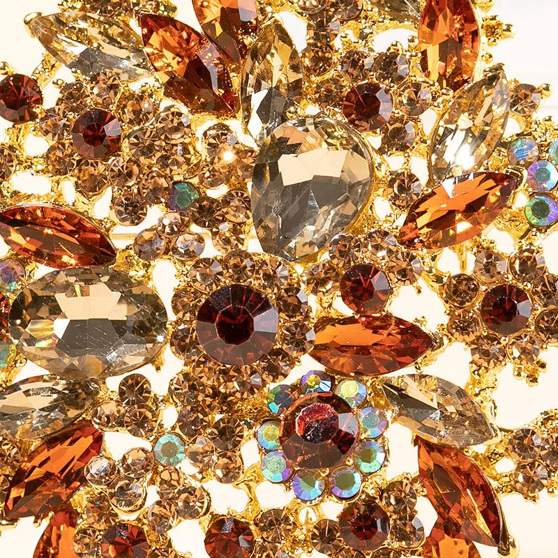 Flower Drop Brooch Pin Pendant Topaz Rhinestone Crystal