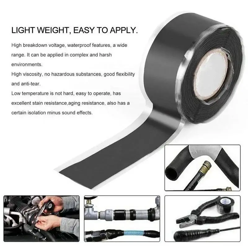 【HMA】One Roll Self-Fusing Silicone Tape Waterproof Non-Adhesive 2.5cm X 1.5m For Pipe Leak Electrical Insulation