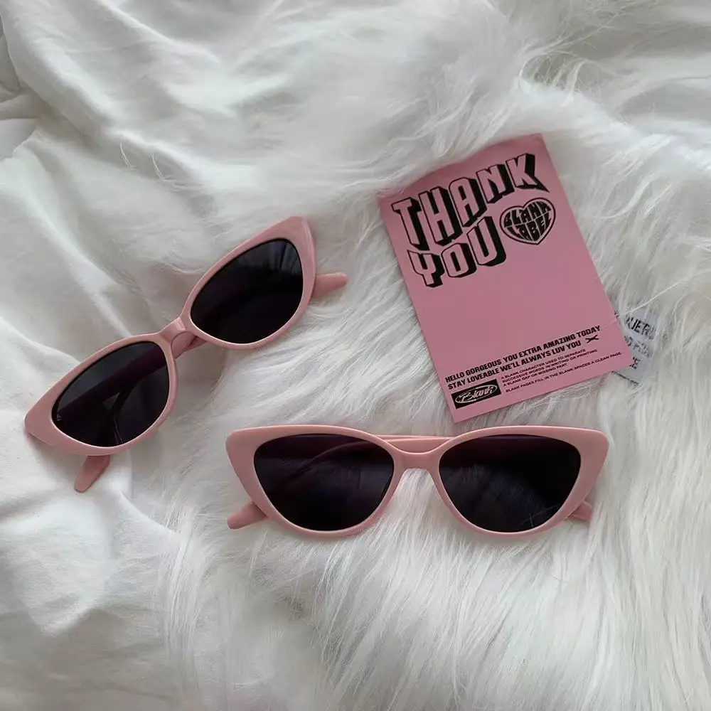 High-end Retro All-match Cat's Eye Pink Sunglasses Women's Online Trendy Sunglasses Niche Sunscreen Face Showing Small Frame Fas