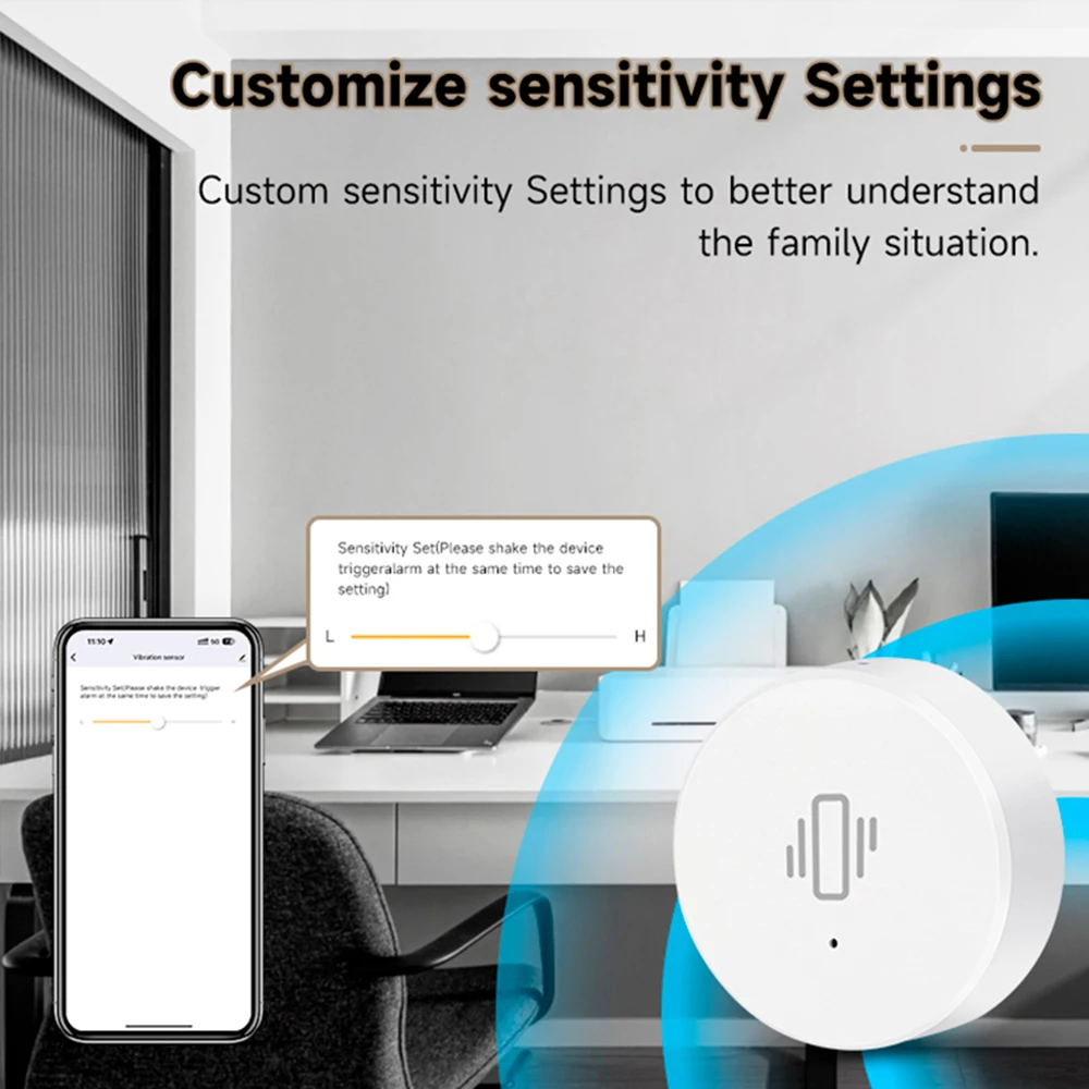 Imagem -03 - Tuya Zigbee Sensor de Vibração Inteligente Monitoramento em Tempo Real Alarme de Detecção de Portas e Janelas