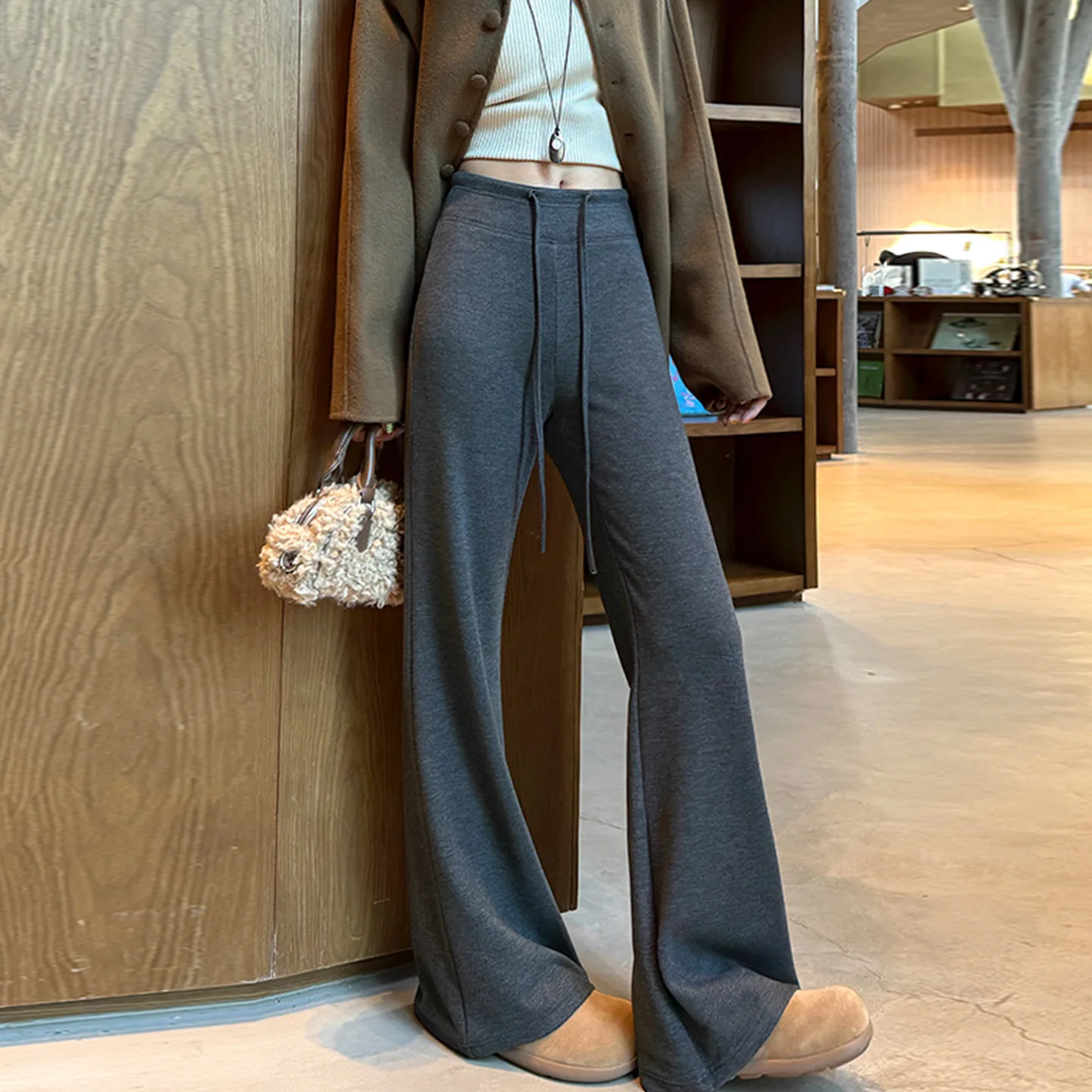 

Ay Fce на подкладке с высокой талией, облегающие брюки для йоги, женские осенне-зимние новые спортивные повседневные брюки Bell Bot