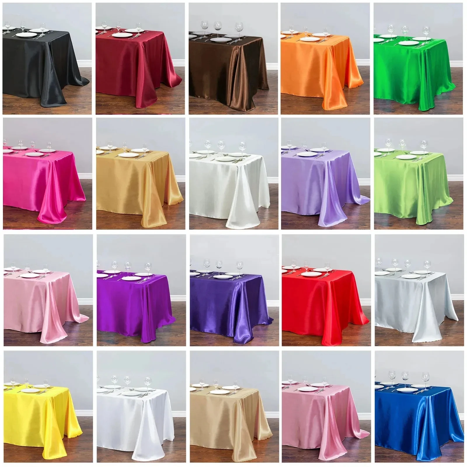 

Solid Color Satin Table Cloth Tablecloth Table Cover Overlay For Birthday Wedding Banquet Restaurant Festival Party Supply