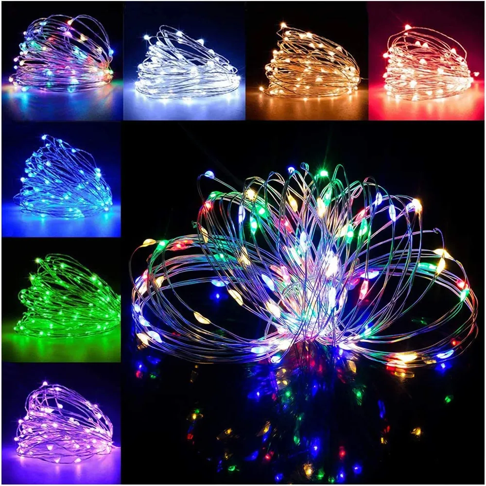 USB Powered LED String lights Silver Wire Fairy Garland New Year Decor Wedding Christmas Decoration for Home Room 1M 2M 5M 10M