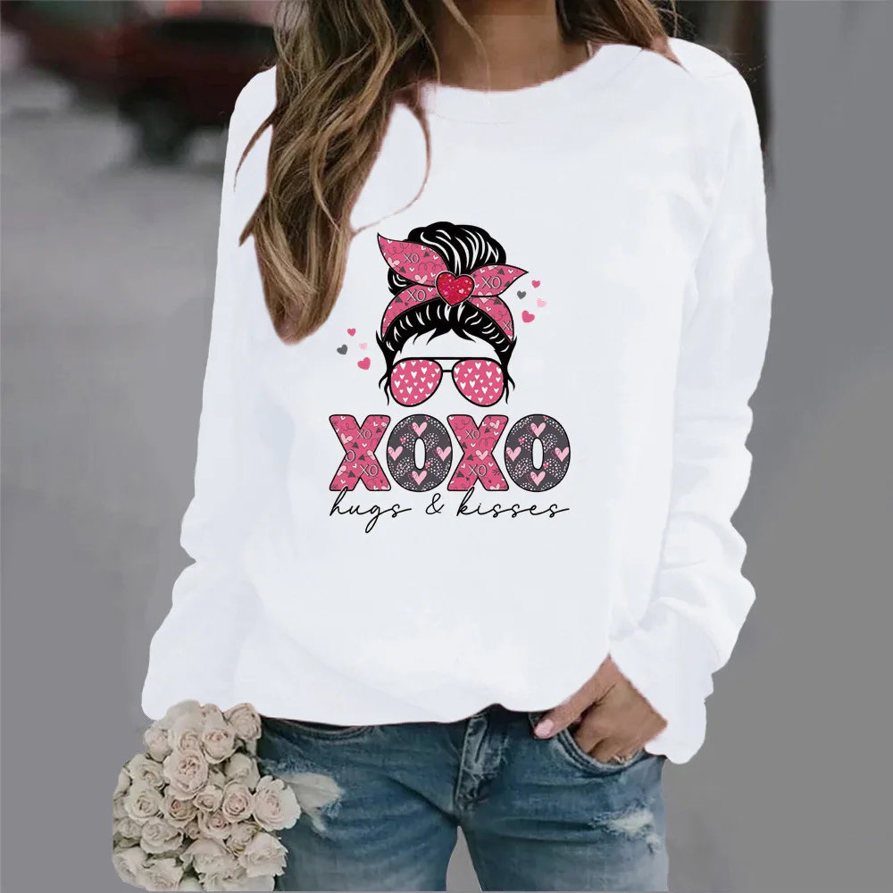 Crew-neck Sweatshirt Xoxo Printed New Valentine's Day Hot Sales in Europe and The United States Sweatshirt  Streetwear Women