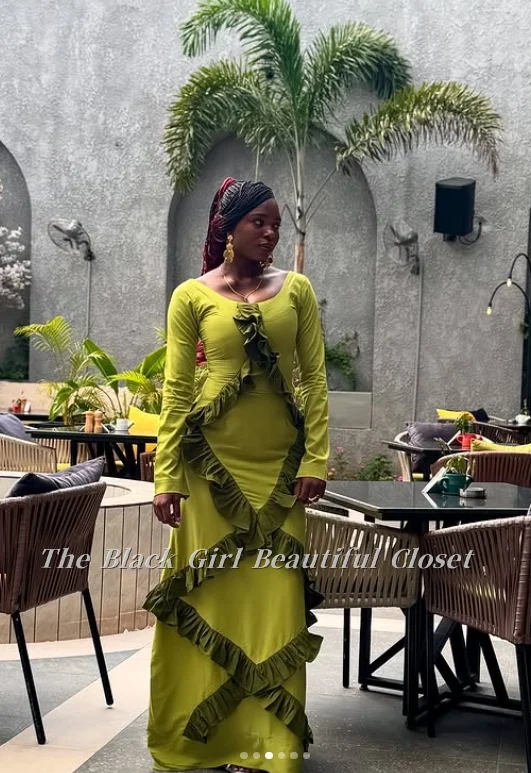 

Элегантное длинное ярко-зеленое вечернее платье с длинными рукавами по индивидуальному заказу, украшенное оборками, прямые платья для выпускного вечера в пол, вечерние платья