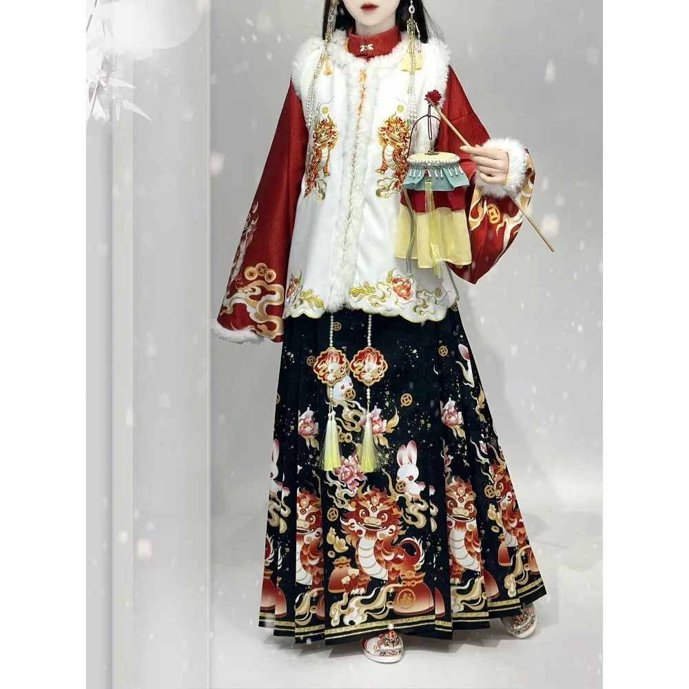 الصينية التقليدية اللباس تأثيري Hanfu النساء الملابس فستان جنية الأميرة الحصان الوجه تنورة خمر الملابس العرقية نمط عارضة