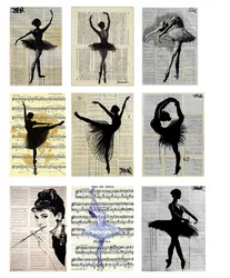 9Pcs/Pack Vintage Ballet Dancing Sticker DIY Craft Scrapbooking Album Junk Journal Decorative Stickers