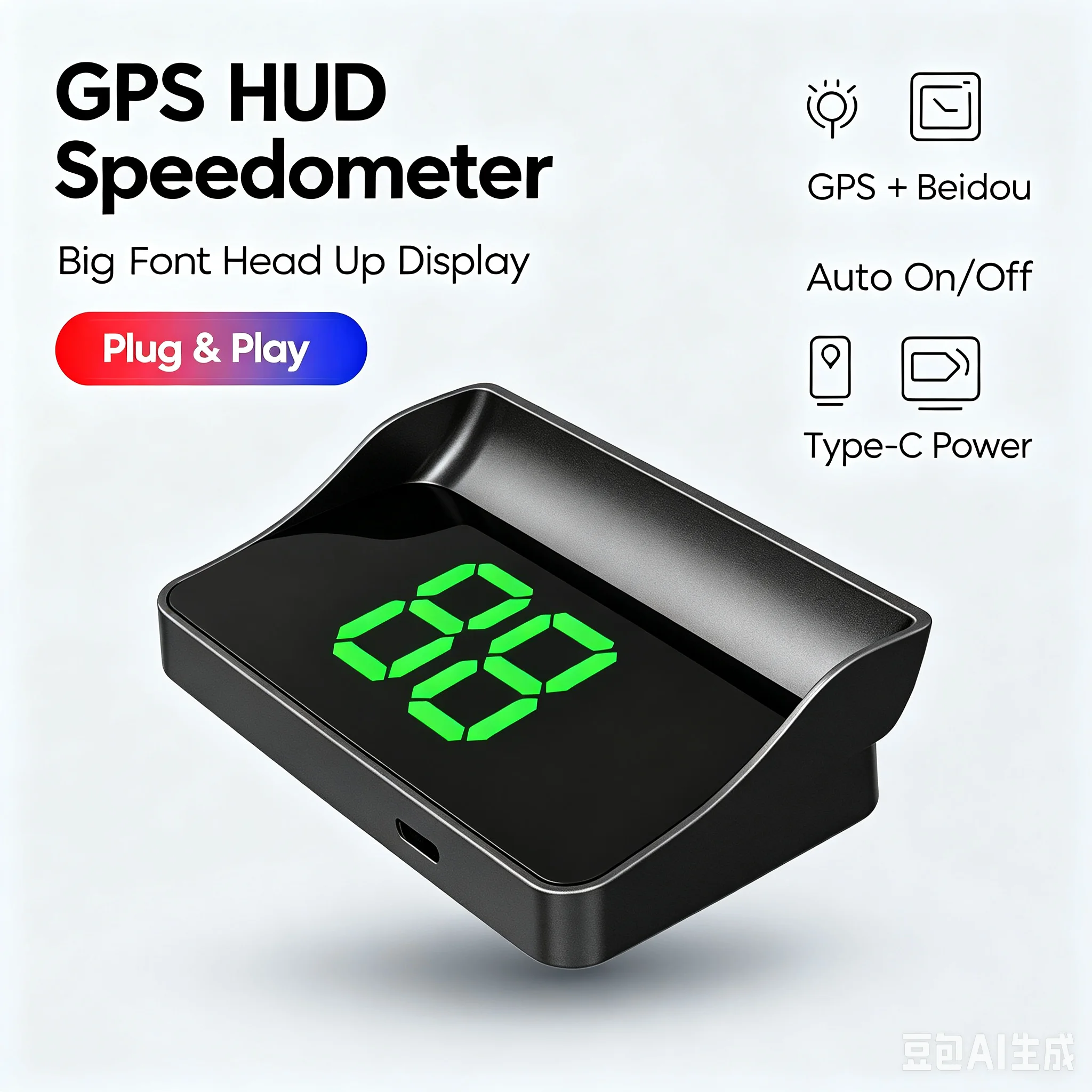 Car HUD head-up display, large font, high-definition speed projection, automatic switch, plug-and-play universal speedometer