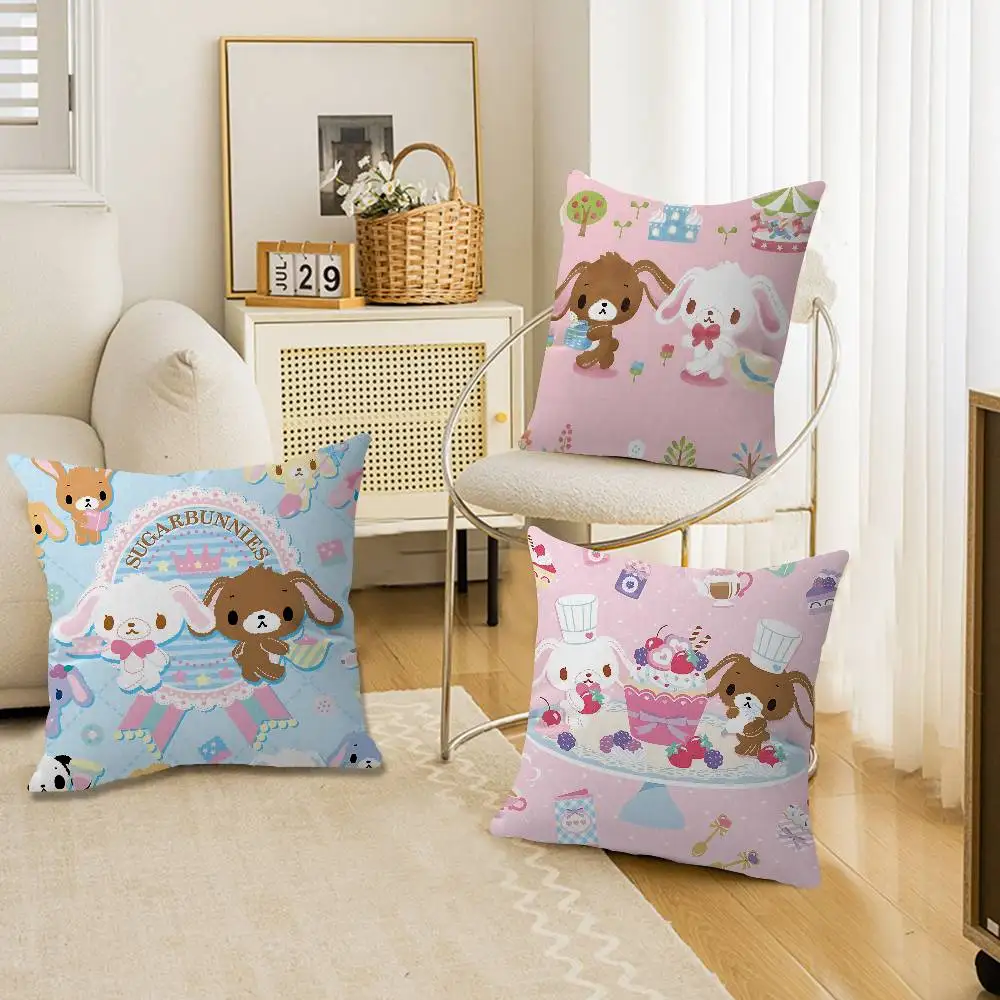 Sugarbunnies Anime Pillow Covers Cartoon Sofa Decorative Home Double-sided Printing Short Plush Cute Cushion Cover