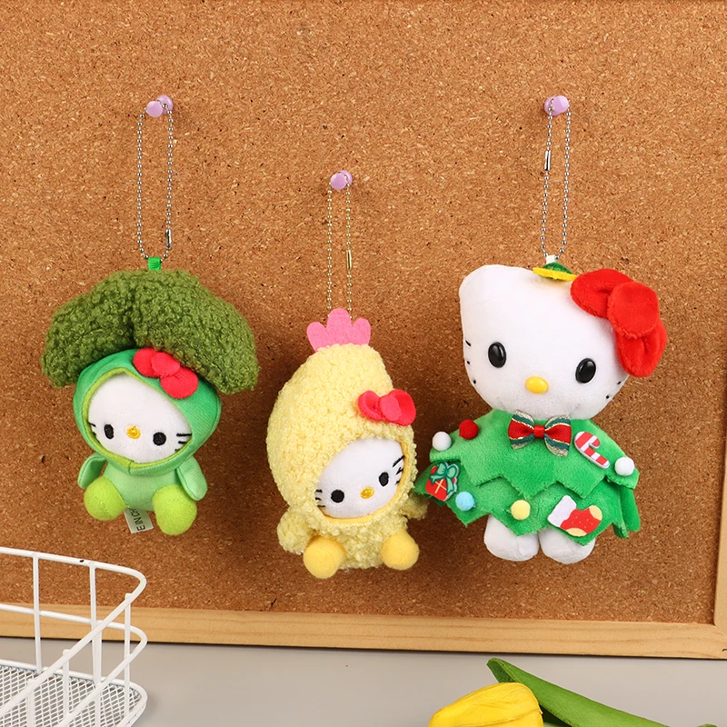 Anime Sanrios Cosplay Broccoli Fried Shrimp Hellokittys Plush Toy Bag Pendant Kawaii Stuffed Plushie Doll Keychain Children Gift