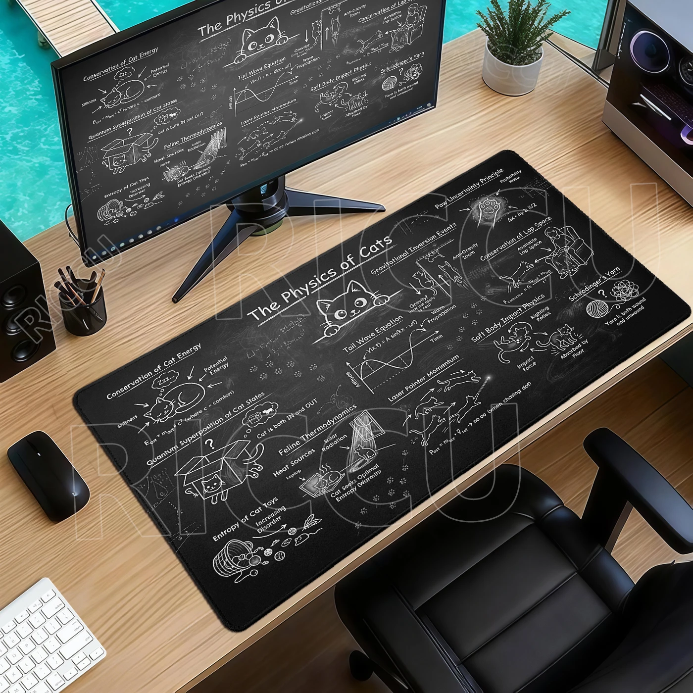Gaming Accessories Mouse Pad The Physics of Cats Mousepad Black White Large Mouse Mat Keyboard Computer Gamer Desk Mat Playpad