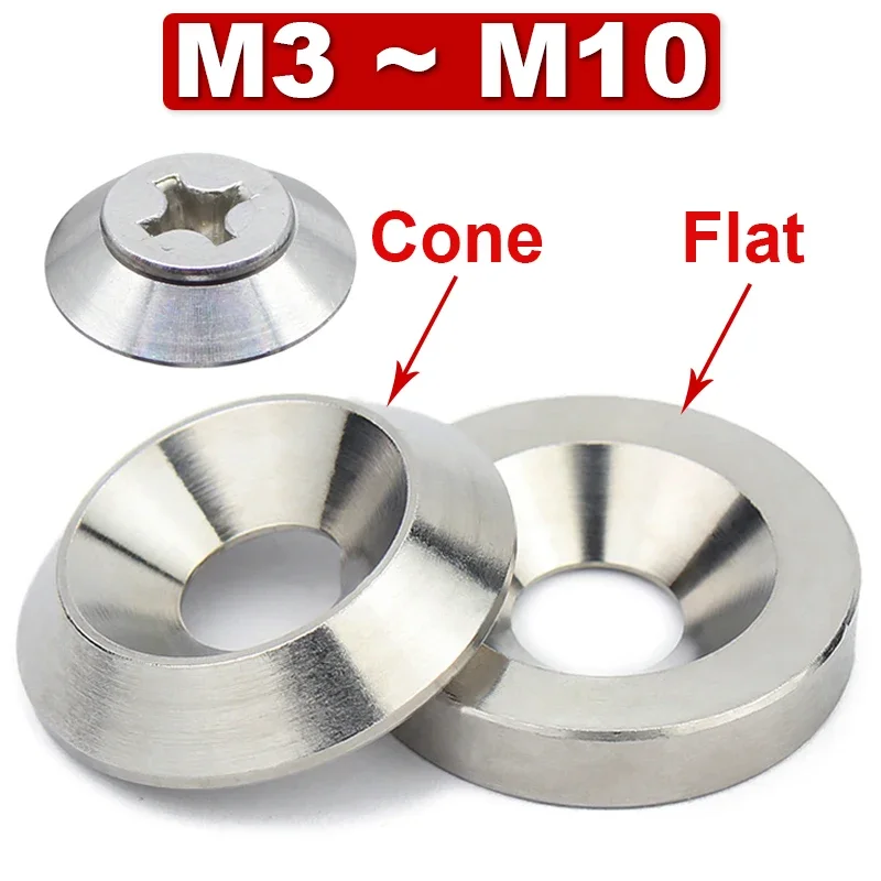 

304 Stainless Steel Tapered Fisheye Gasket,Countersunk Screw Concave-convex Gasket,Solid Decorative Gasket M3M4M5M6M8M10