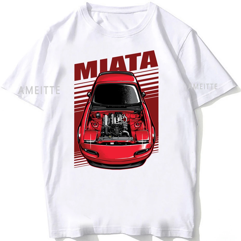 JDM MX-5 MIATA Eunos Roadster 1990 Retro T-Shirt Unisex Men Short Sleeve Hip Hop Boy Sport Casual White Tops Japan Car Fan Tees