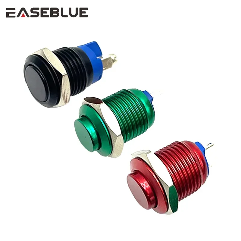 12mm Mini Metal Push Button Oxidation Red Yellow Blue Green Black Momentary Self Reset /latching Switch 0.5A 2Pin