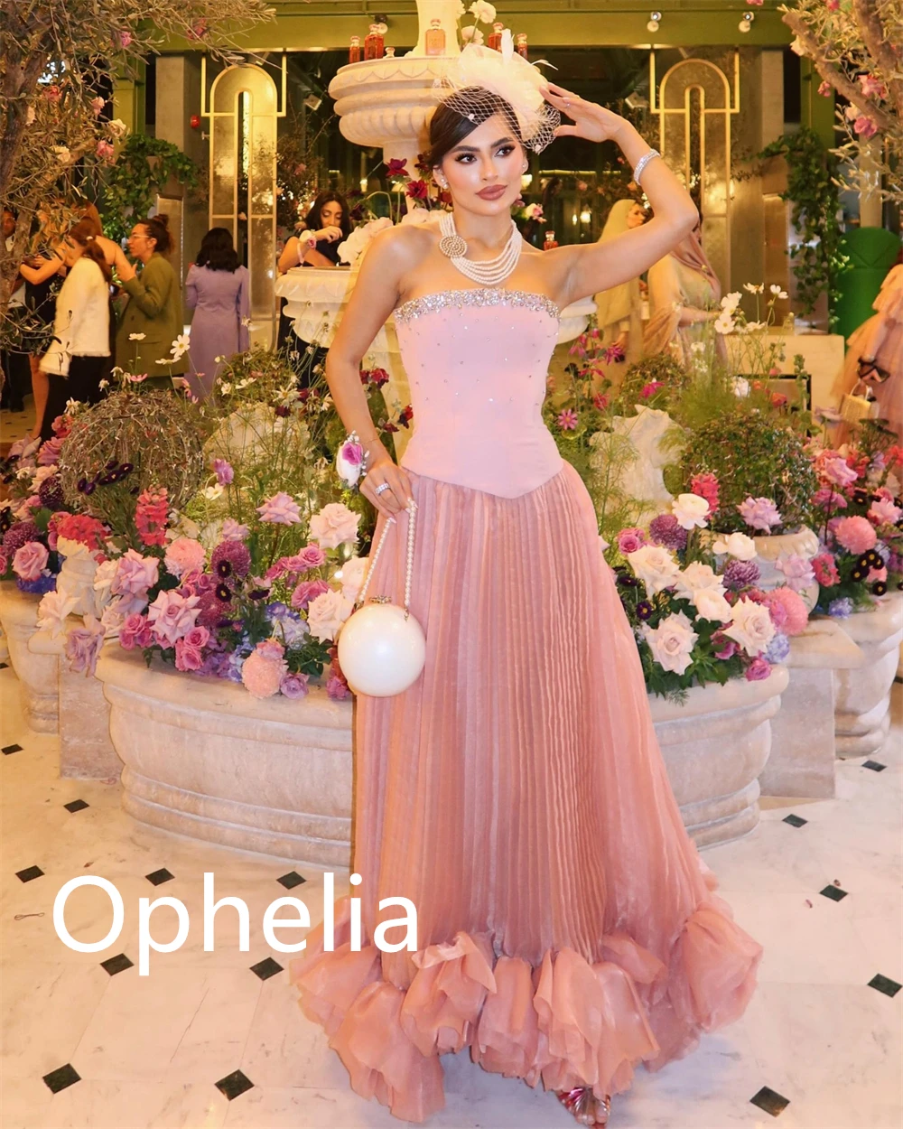 Personalizado requintado camisa rosa vestido de noite temperamento sem alças sem mangas cristal rendas até voltar vestidos de ocasião sob medida