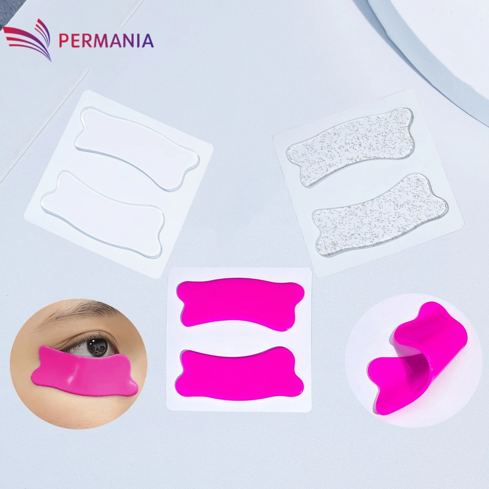 PERMANIA 1 par de parches debajo de los ojos de silicona para levantamiento de pestañas coreano y removedor de extensiones de pestañas herramienta de belleza de maquillaje reutilizable y suave