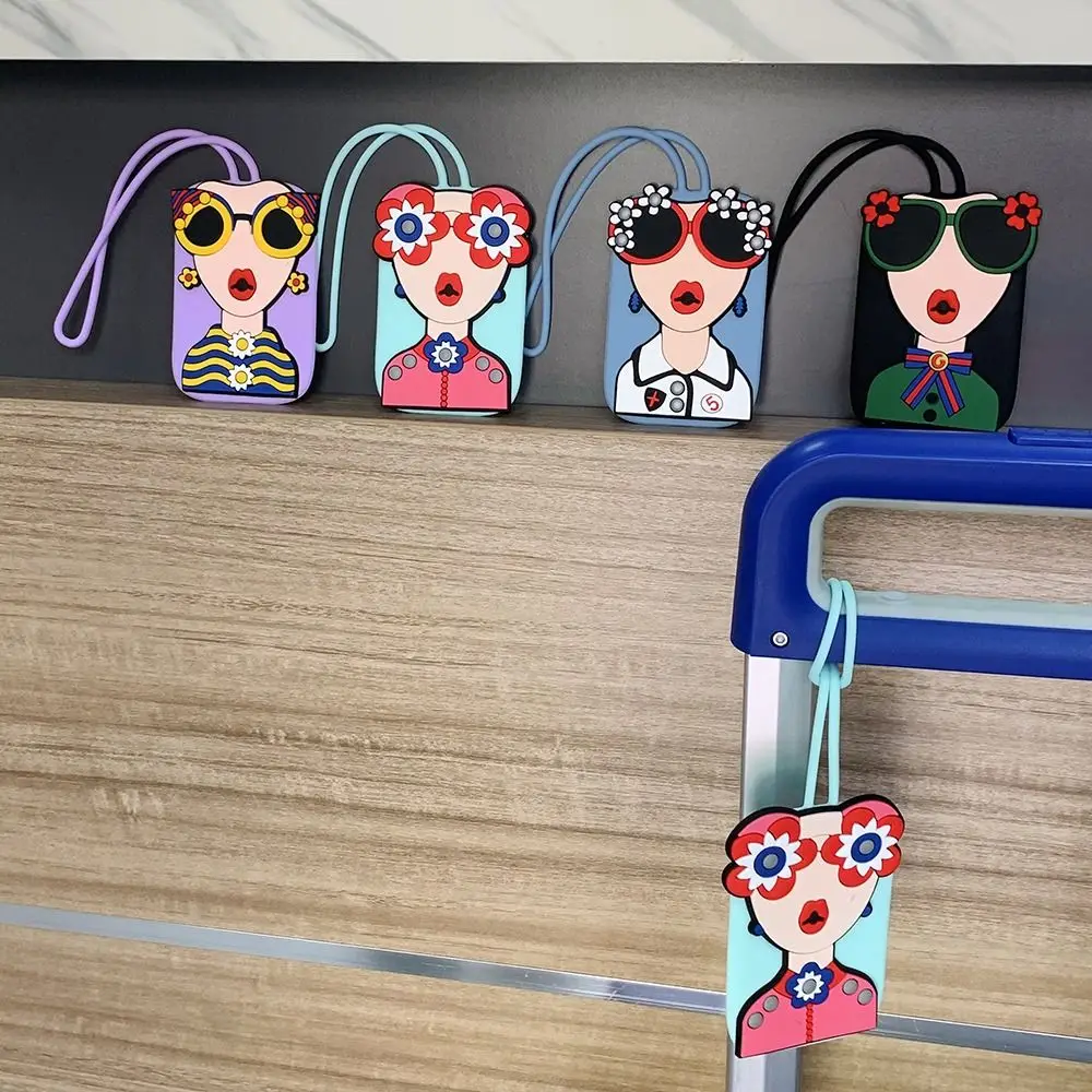 New With Lanyard Pendant Silicone Luggage Tag Name Label Phone Label Soft Suitcase Tag Anti-lost Boarding Pass Tag Travel